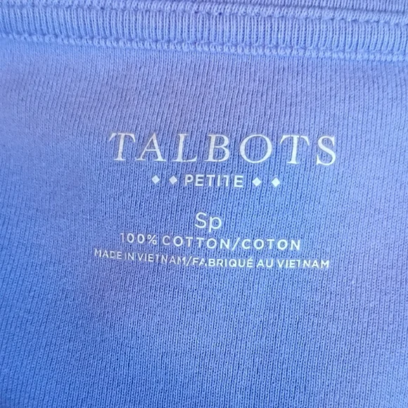 Talbots Women's Lavender 100% Cotton Top 3/4 Length Sleeves Size Petite/Small - Picture 2 of 5
